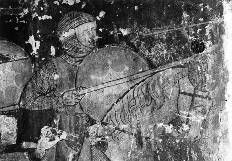 peintures monumentales de la chapelle du Rosaire : combat de croisés et de Sarrazins (un), martyre de saint Georges (le), détail