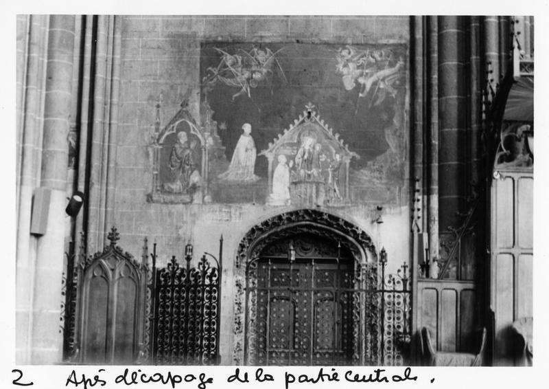 peinture monumentale du déambulatoire : Vierge à l'Enfant accompagnés d'anges et de donateurs (la), vue générale