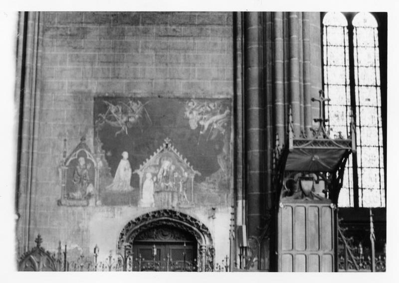 peinture monumentale du déambulatoire : Vierge à l'Enfant accompagnés d'anges et de donateurs (la), vue générale