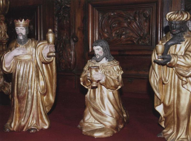 statues (statuettes) : rois Balthazar, Gaspard et Melchior, vue générale