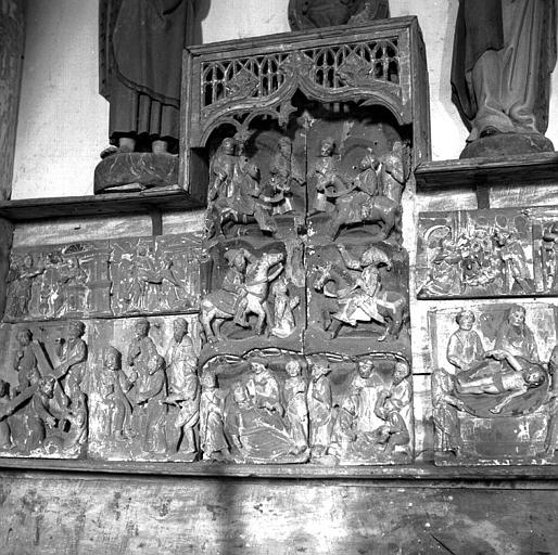 Retable en bois sculpté, ensemble avant dépose, des Scènes de la vie du Christ