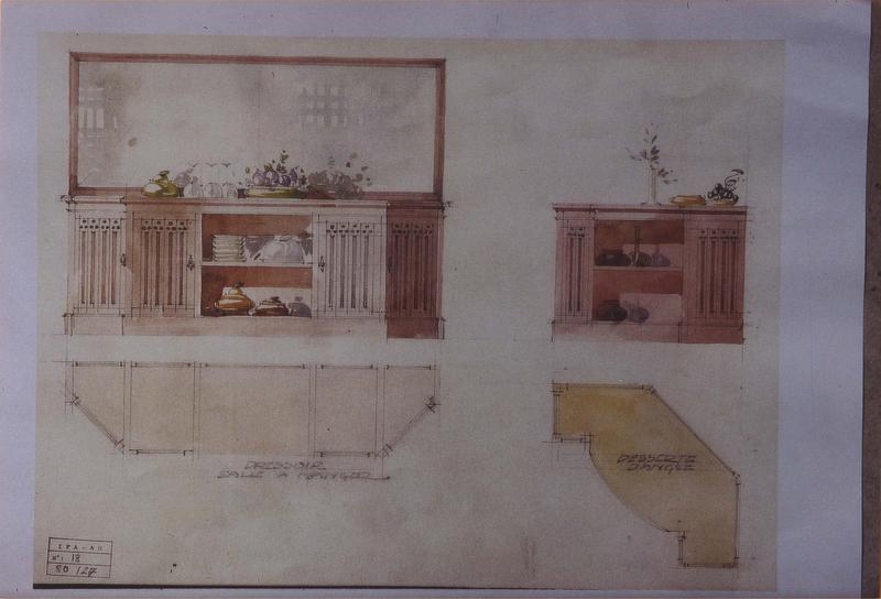 buffet (armoire-dressoir), vue générale des dessins préparatoires - © Ministère de la Culture (France), Médiathèque du patrimoine et de la photographie (objets mobiliers), tous droits réservés