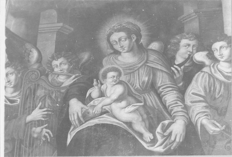 tableau : Vierge et l'Enfant Jésus entourés d'anges musiciens (la), détail - © Ministère de la Culture (France), Médiathèque du patrimoine et de la photographie (objets mobiliers), tous droits réservés