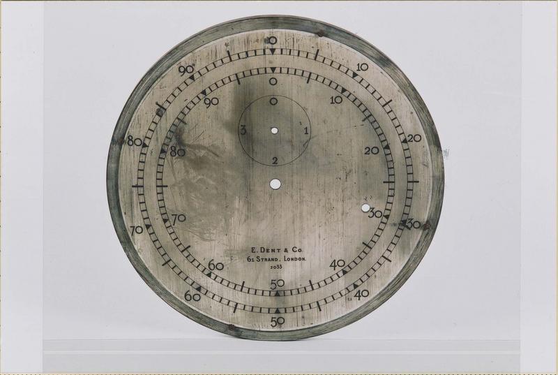 horloge astronomique : régulateur décimal E. Dent, cadran, détail