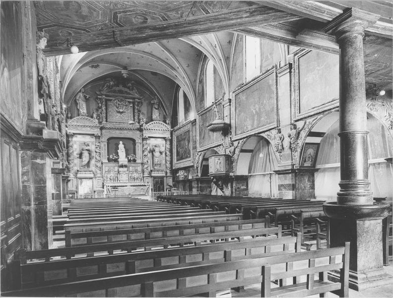 retable, statues : sainte Anne, saint Joachim, sainte Elisabeth, saint Zacharie, vue générale