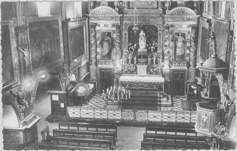 retable, statues : sainte Anne, saint Joachim, sainte Elisabeth, saint Zacharie, vue générale