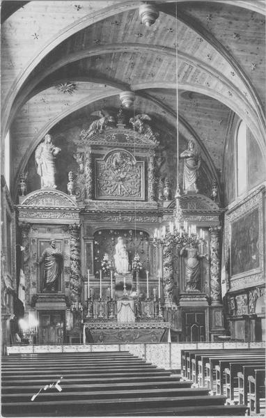 retable, statues : sainte Anne, saint Joachim, sainte Elisabeth, saint Zacharie, vue générale