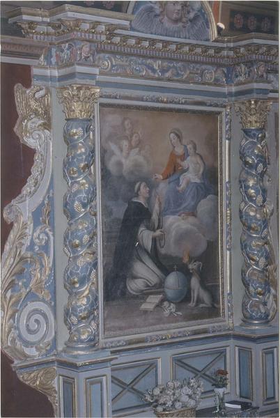 retable, tableau : saint Dominique recevant le rosaire des mains de la Vierge, vue générale