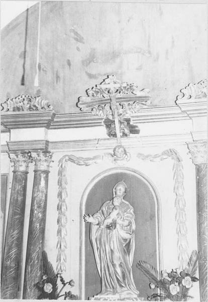 retable, statue de la Vierge à l'enfant, vue générale