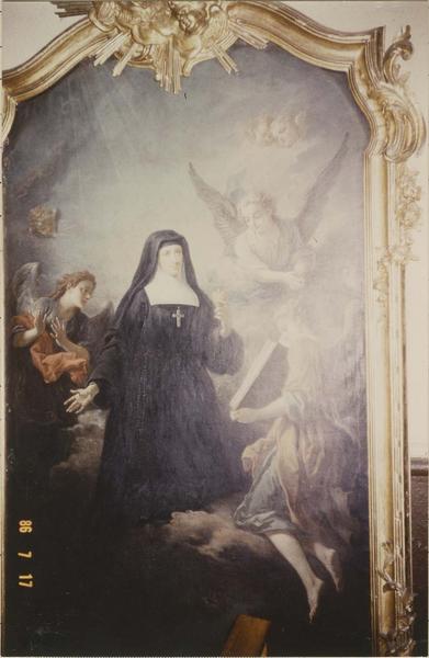 tableau, cadre : sainte Jeanne de Chantal entourée d'anges, vue partielle - © Ministère de la Culture (France), Médiathèque du patrimoine et de la photographie (objets mobiliers), tous droits réservés