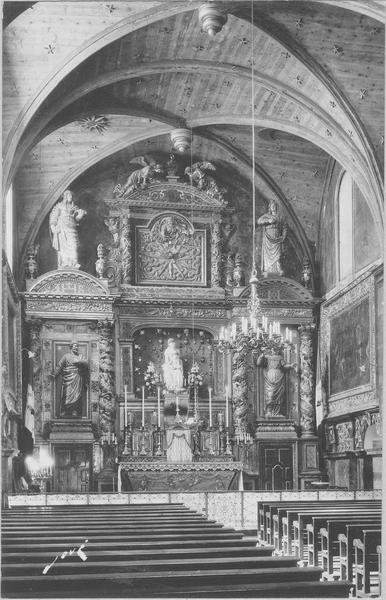 retable, statue de la vierge à l'enfant, vue générale