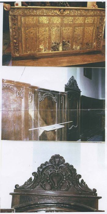 devant d'autel, tabernacle, lambris de revêtement, retable, tableau : Christ en croix entre la Vierge et saint Jean, sainte Catherine et Madeleine (photocopie numérisée)