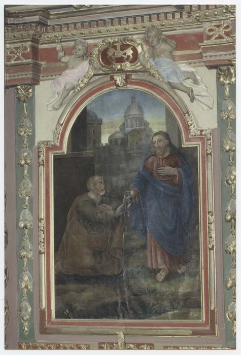 retable du maître-autel avec son tableau : Remise des clefs