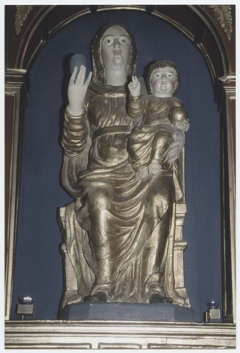 retable latéral gauche et statue : Vierge à l'Enfant