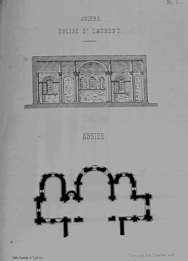 Lithographie : Plan et élévation intérieure de l'abside