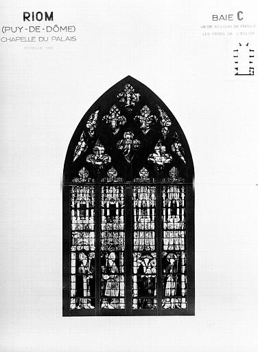 Vie de saint Louis et les Pères de l'Eglise, panneau de vitrail, baie C