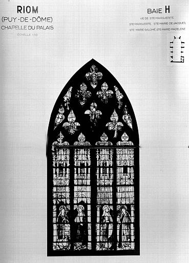 Vie de sainte Marguerite et saintes Marie, panneau de vitrail, baie H