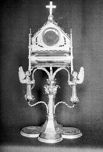 Reliquaire monstrance à cylindre horizontal en argent avec poinçons de Rodez