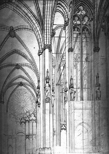 transept nord, dessin à la mine de plomb (inachevé)