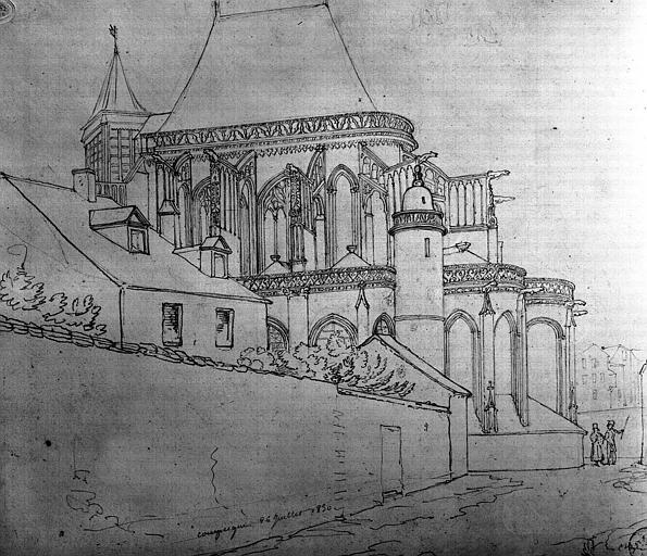 Abside côté sud, dessin à la mine de plomb, daté du 26 juillet 1830