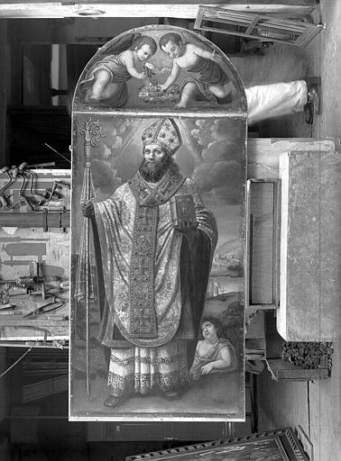 Saint Augustin ?, peinture sur toile décorant le choeur côté sud