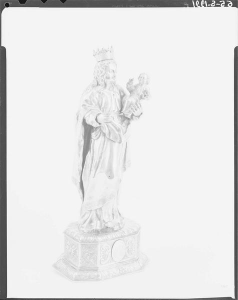 Statuette : Vierge à l'Enfant, trois quarts droit