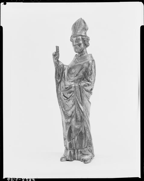 Statue (figurine d'applique) : saint Clair, de trois quarts gauche