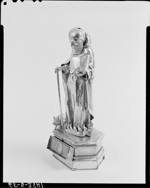 Statuette-reliquaire de saint Antoine, de trois quarts gauche