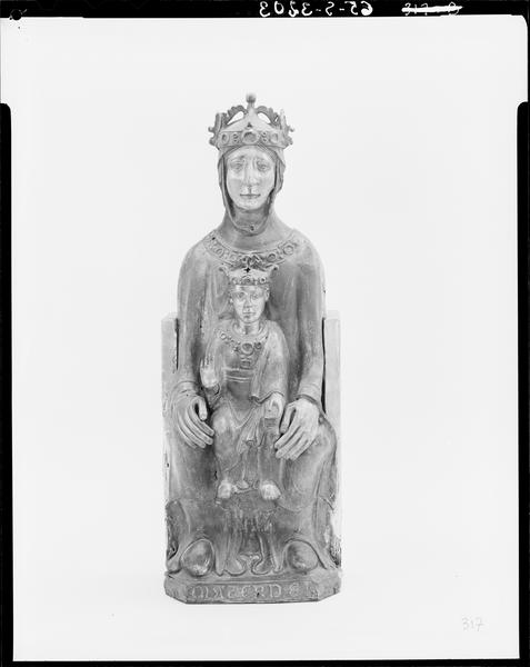 Statue : Vierge à l'Enfant assise, de face