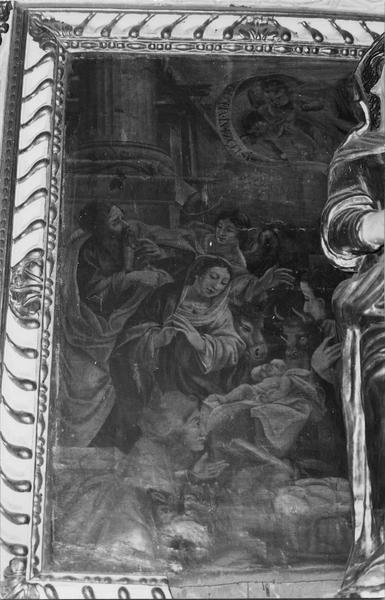 autel, retable, trois tableaux, statue de la Vierge : la Nativité, l'Annonciation, Vierge à l'Enfant à mi-corps, Vierge à l'Enfant, détail - © Ministère de la Culture (France), Médiathèque du patrimoine et de la photographie (objets mobiliers), tous droits réservés