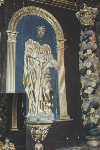 autel, tabernacle, retable, statue (maître-autel), détail