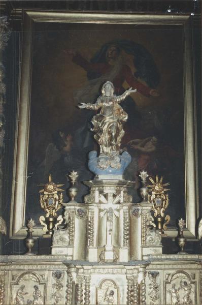 tableau : l'Assomption, avec son cadre, statue : la sainte Vierge