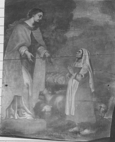 tableau : l'apparition de la Vierge à Angleze de Sagazan, détail