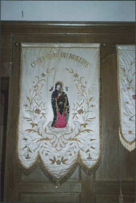 Bannière de la confrérie du Rosaire : Vierge à l'Enfant