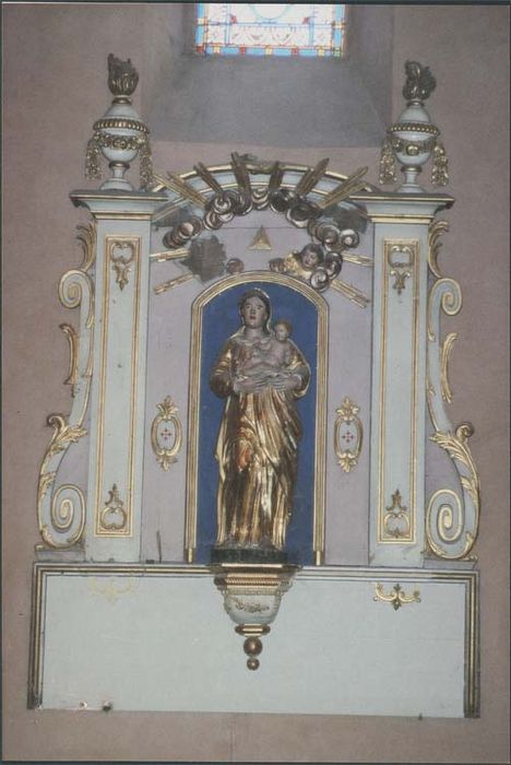 Autel de la Vierge, retable et statue : Vierge à l'Enfant