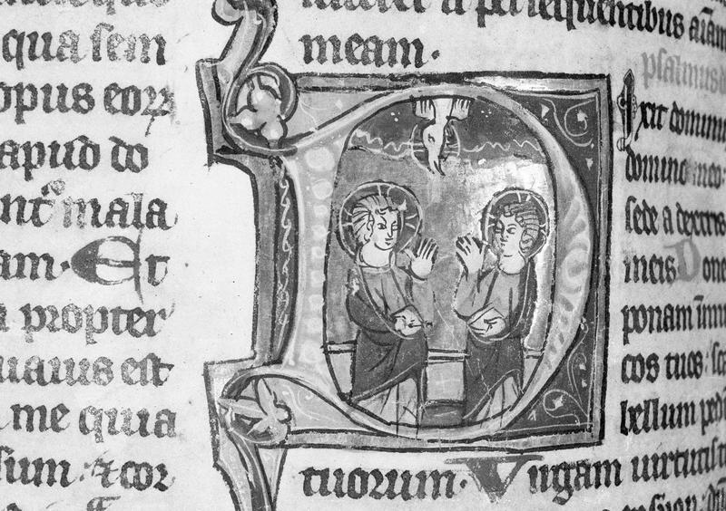 Manuscrit : bréviaire, lettrine historiée D représentant la Trinité (supposé) (état après restauration de 1965)
