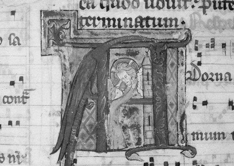 Manuscrit : bréviaire, lettrine historiée H représentant le repentir de Madeleine (état après restauration de 1965)