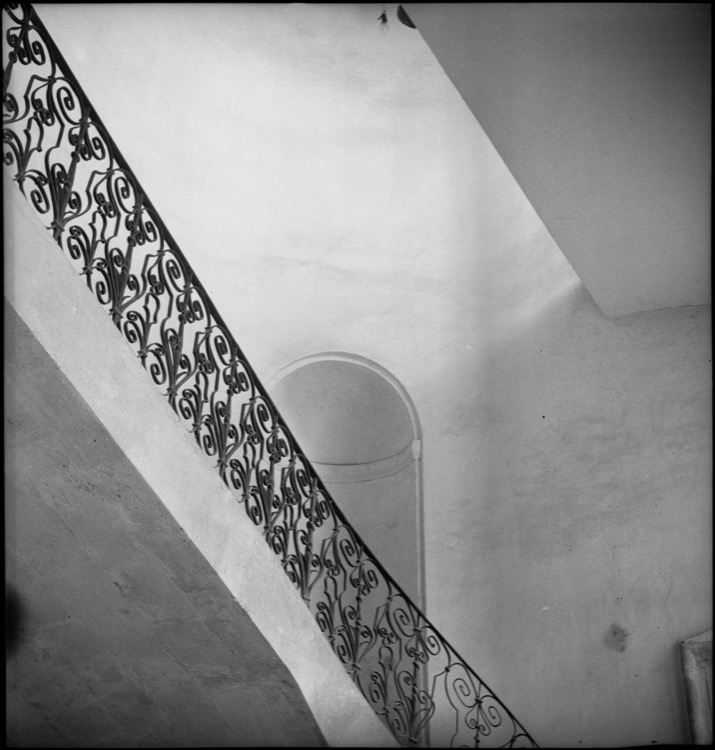 Rampe en fer forgé de l'escalier