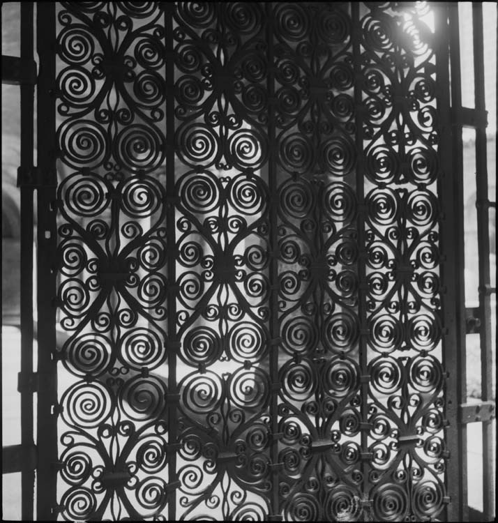 Cloître : grille en fer forgé de la galerie sud