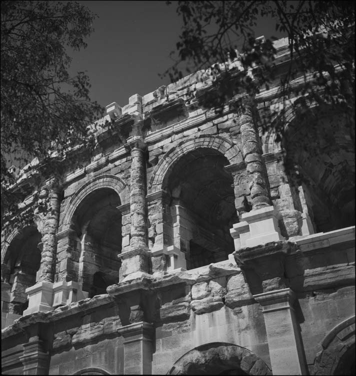 Arcades supérieures de la façade et velum, détail