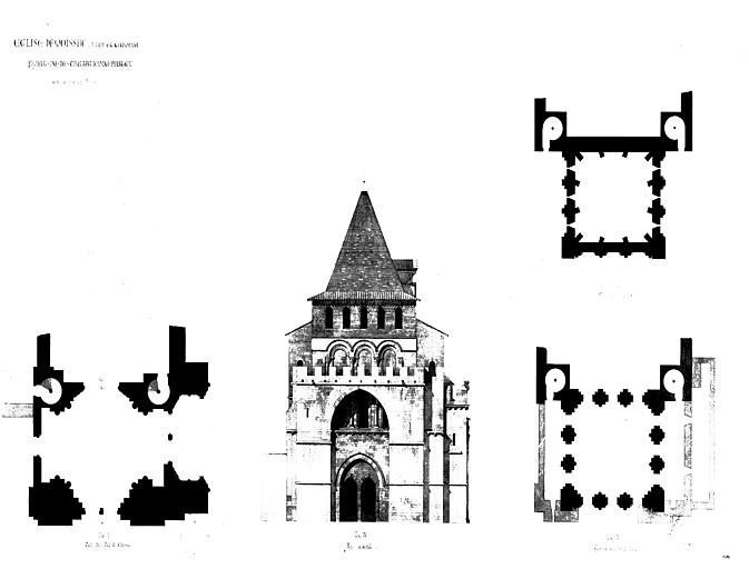 Projet de restauration du narthex : plans et élévation