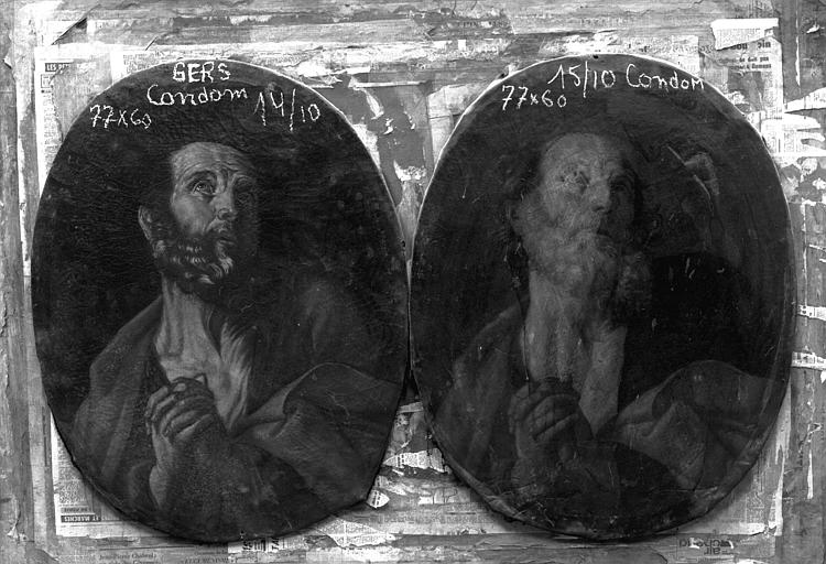 Deux portraits ovales sur toile