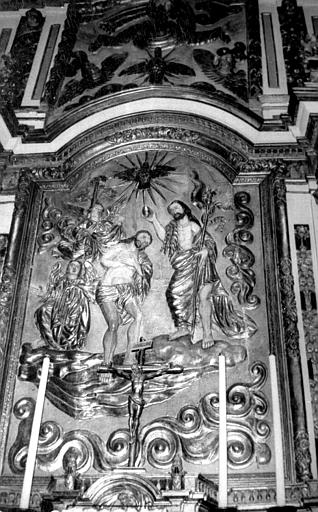 Maître-autel et son retable, relief central, Baptême du Christ