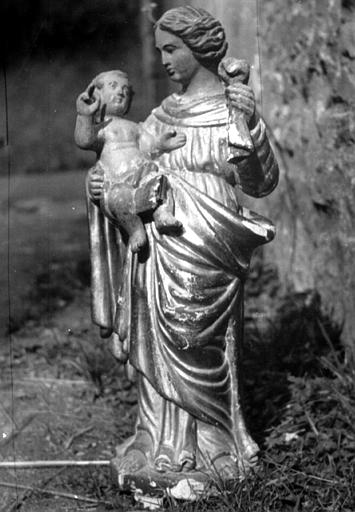 Statue en bois de la Vierge à l'Enfant