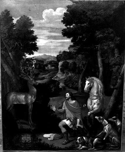 Vision de saint Hubert, peinture sur toile