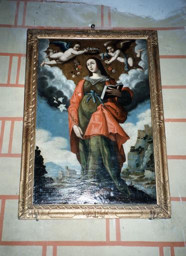 Tableau : sainte Basselise (ou Basilisse) couronnée de roses