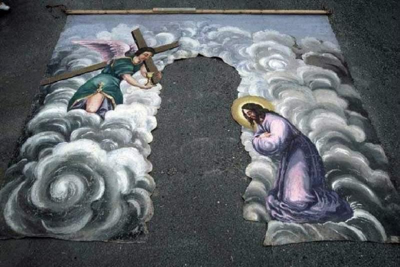 pièce murale (tenture du Jeudi Saint) : le Christ à Gethsémani