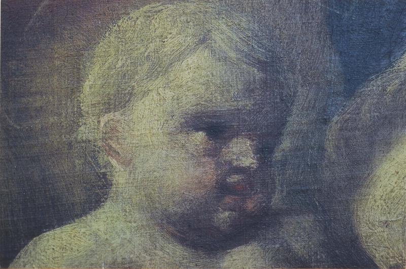 tableau : la présentation de l'enfant Jésus à saint Antoine de Padoue, détail de l'enfant