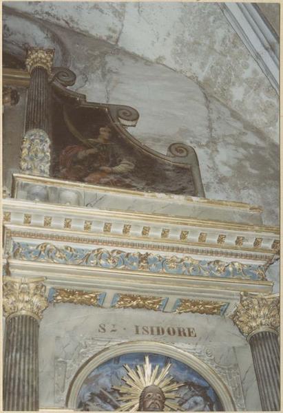 retable de saint Benoît, détail : représentation de saint Benoît (?) dans la voussure - © Ministère de la Culture (France), Médiathèque du patrimoine et de la photographie, diffusion RMN-GP