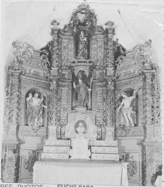 retable, 4 statues du maître-autel : saint Saturnin, saint André, saint Sébastien, Vierge (la), vue générale